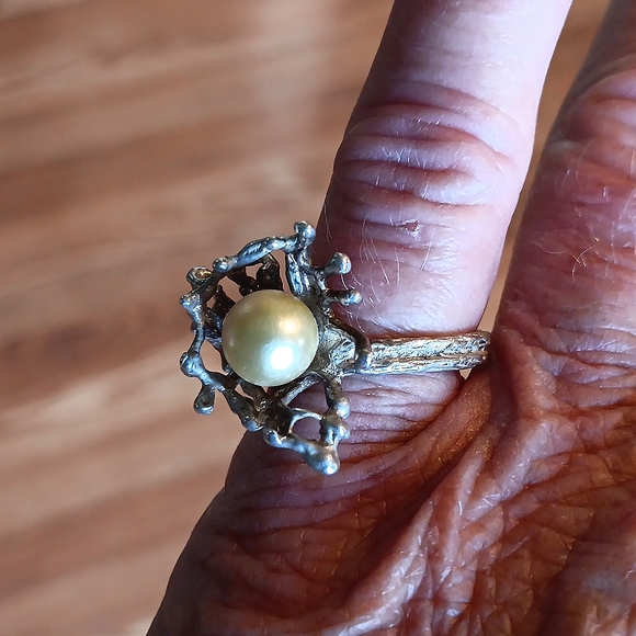 VTG STERLING PEARL ARTISAN MADE RING - Picture 2 of 8